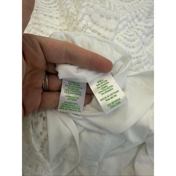 Lilly Pulitzer Womens White V-neck Flutter Sleeve Parigi Lace Maxi Dress Medium - Picture 5 of 6
